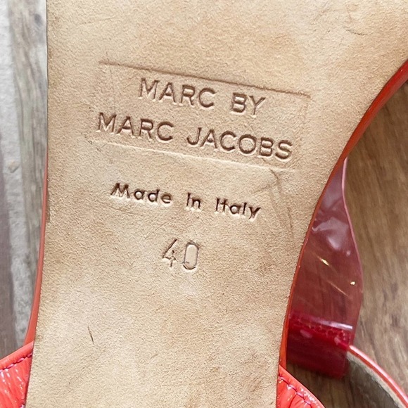Marc By Marc Jacobs Strappy Sandals Cone Heel Red Women's Size 40 - Picture 6 of 9